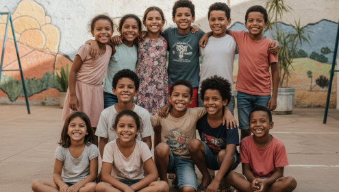 Crianças posando para foto