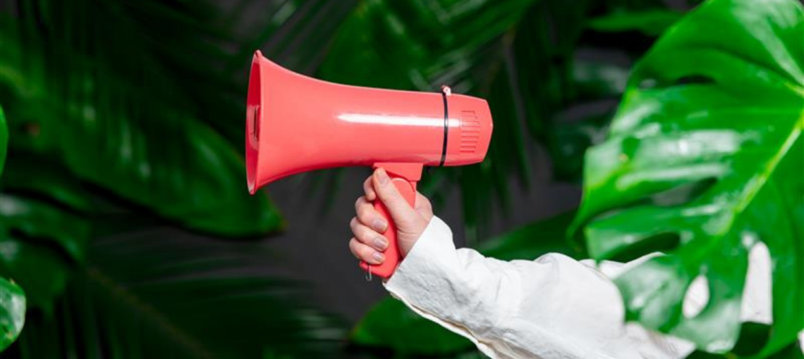 Foto de megafone em um fundo verde
