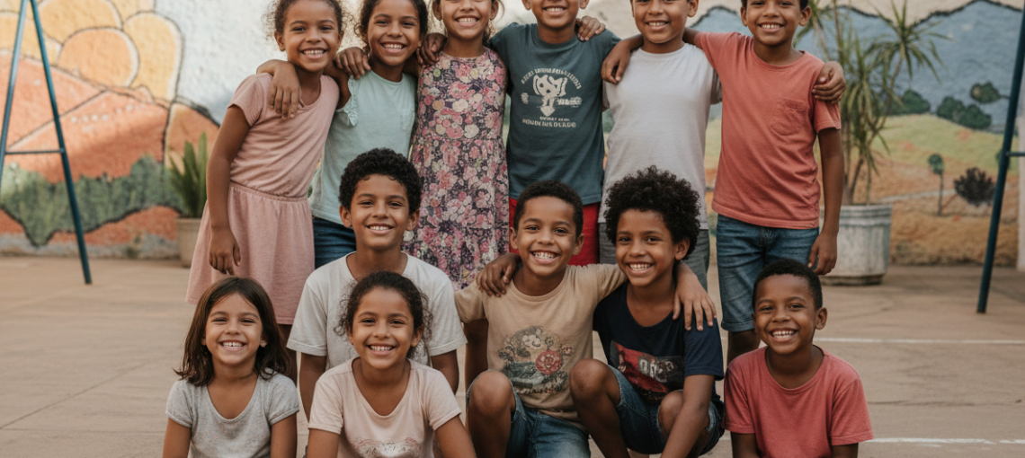 Crianças posando para foto